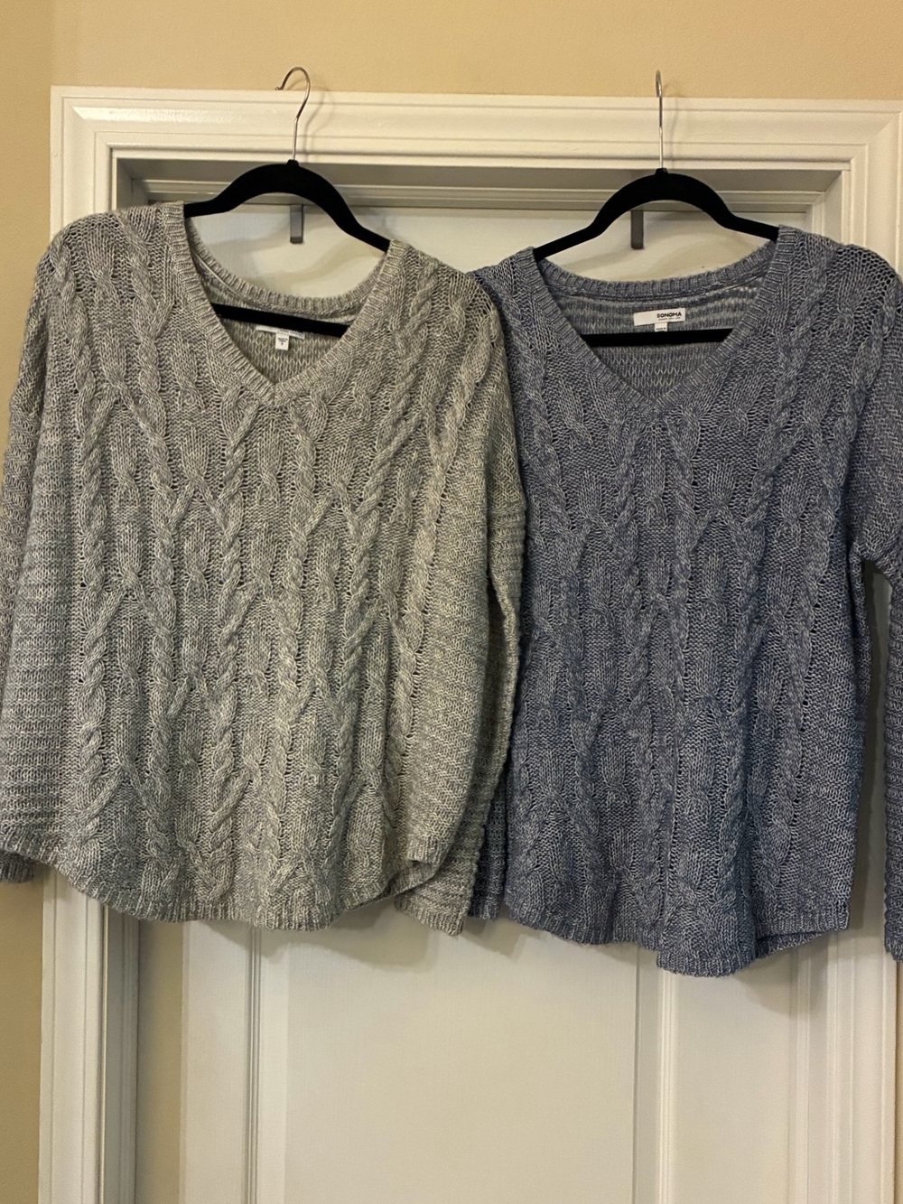 Sonoma Goods For Life Set of 2 Adult S Cable Knit V-Neck LS Sweater W/Curved Hem